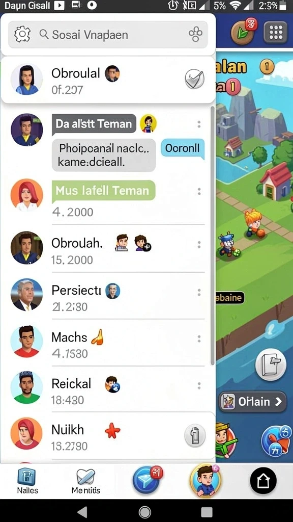 Fitur interaksi sosial untuk berkompetisi dengan teman.